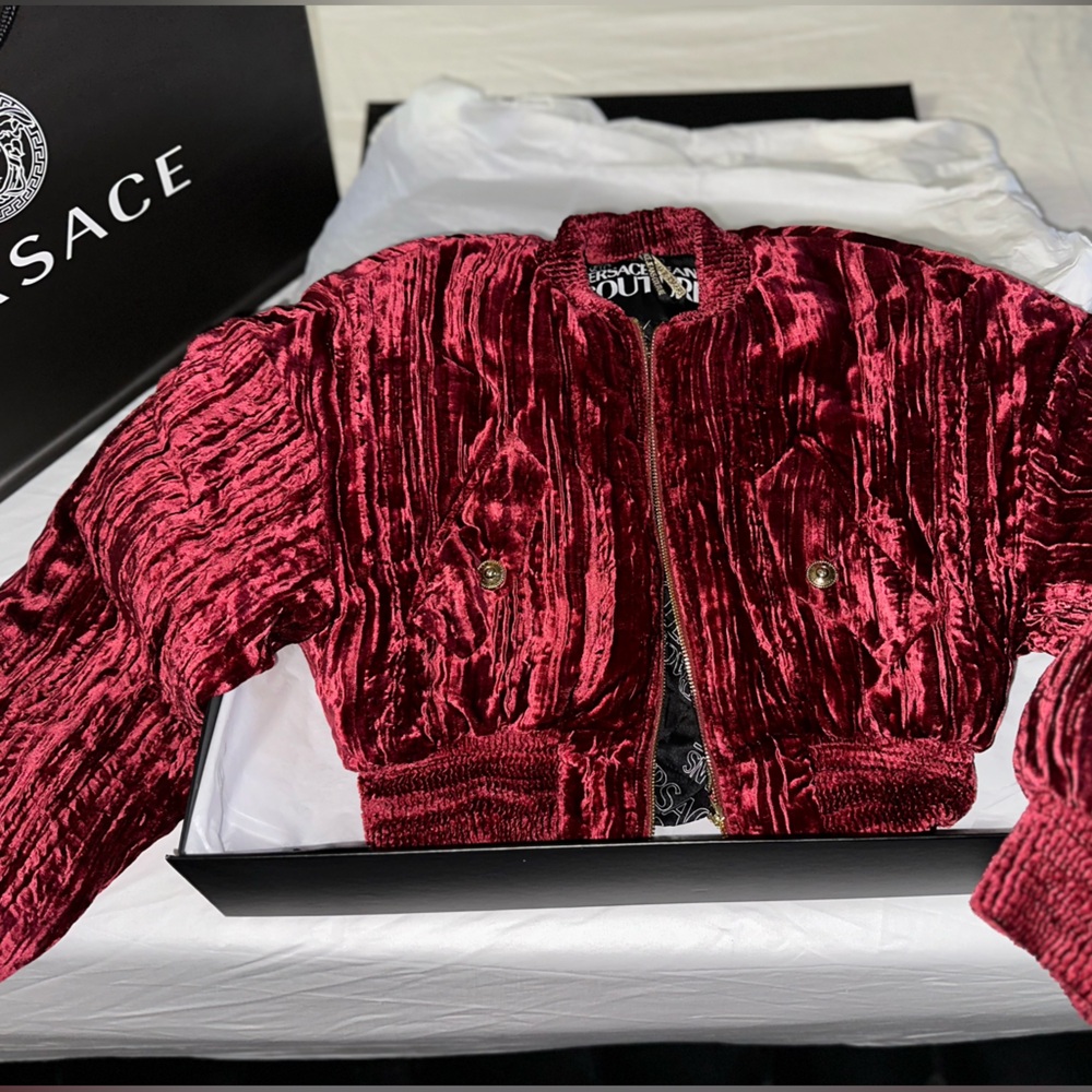 Versace Women’s Jacket in Red/Burgundy Velvet